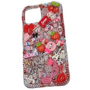 Iphone 12 Pro Max Custom Handmade Phone Case Red Theme Charms Personalized